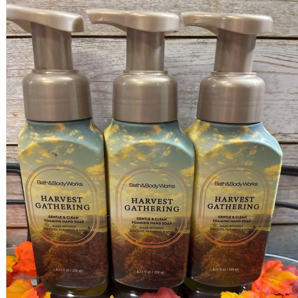 Bath Body Works Harvest Gathering Gentle Clean Foaming Hand Soap Set of 3 NEW‎